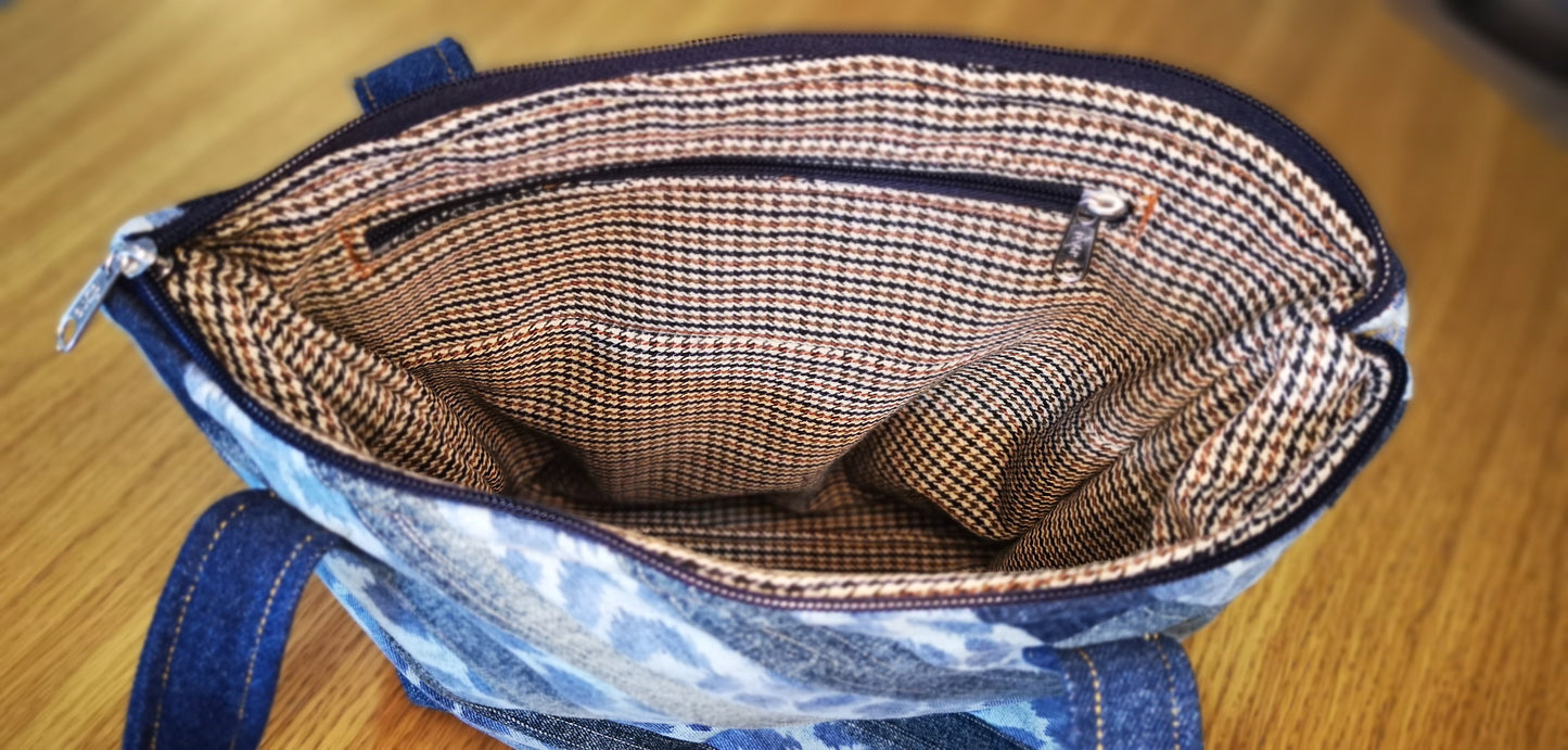 Animal print striped tote