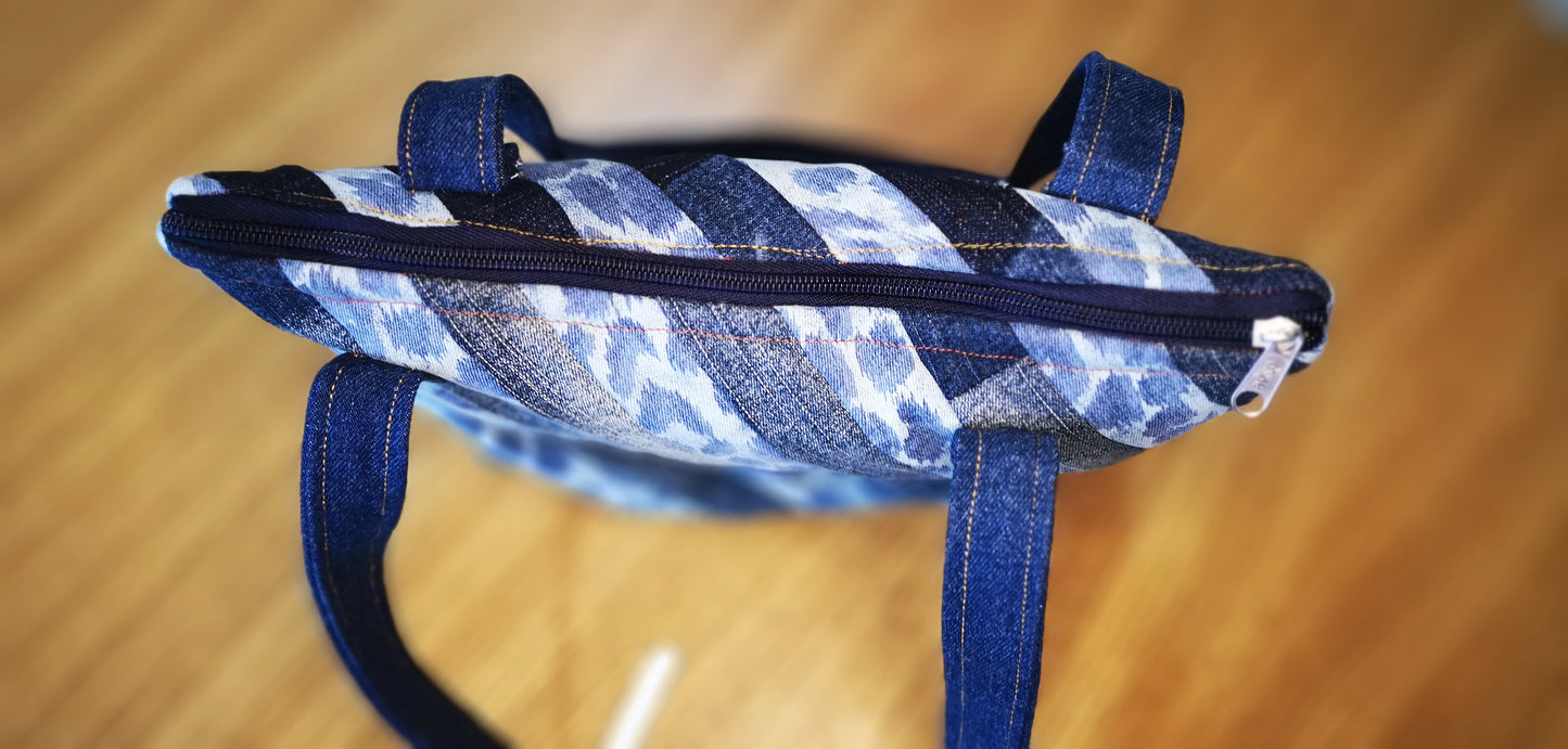 Animal print striped tote