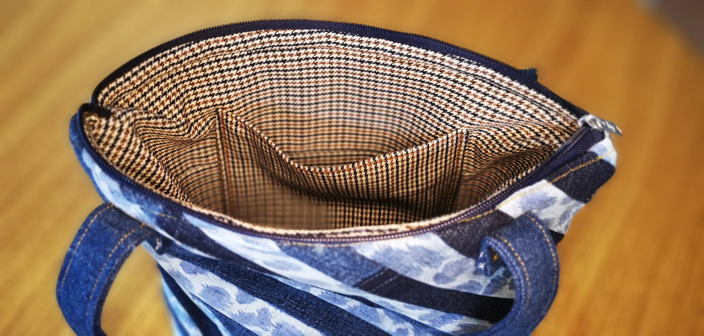 Animal print striped tote